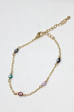 Joia NEW ARRIVALS MULTICOLOR DAINTY EVIL EYE BRACELET