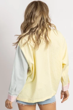 MABLE NEW ARRIVALS MULTICOLOR STRIPE COLORBLOCK BUTTON DOWN