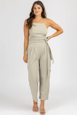OLIVACEOUS MUSHROOM WRAP TOP + PLEATED PANT SET CLOTHING