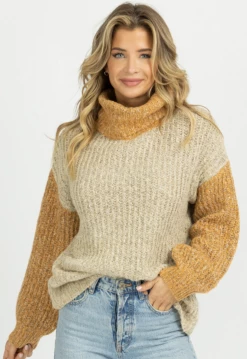 HEM & THREAD TAUPE + MUSTARD CONTRAST TURTLENECK NEW ARRIVALS