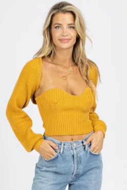BLUE BLUSH MARIGOLD TUBE TOP + BOLERO SWEATER SET