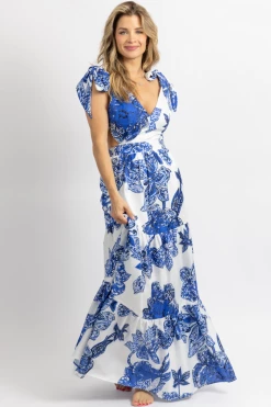 LUXXEL MYKONOS LINEN FLORAL TIE WRAP MAXI DRESS *BACK IN STOCK* NEW ARRIVALS