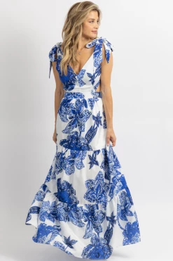LUXXEL MYKONOS LINEN FLORAL TIE WRAP MAXI DRESS *BACK IN STOCK* NEW ARRIVALS