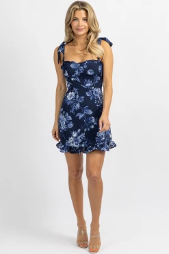 SUNDAY UP NAVY BLUE FLORAL TIE STRAP MINI DRESS *BACK IN STOCK* NEW ARRIVALS