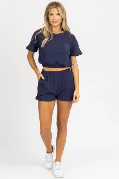 LEVEE NAVY TENNIS CLUB CROP + SHORTS SET