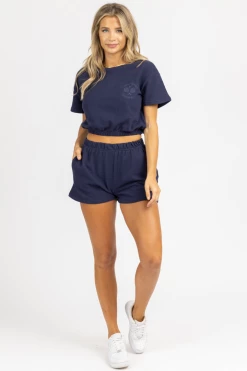 LEVEE NAVY TENNIS CLUB CROP + SHORTS SET