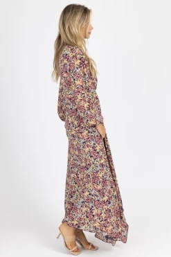 L'ABEYE NEW ARRIVALS MULTIFLORAL LONG SLEEVE TWIST FRONT MAXI DRESS *BACK IN STOCK*