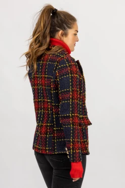 NIC & JO CLOTHING RED + NAVY PLAID BLAZER