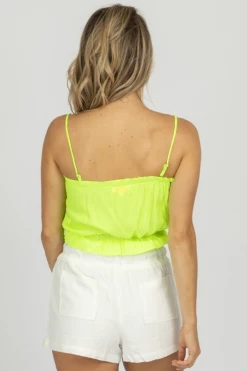 RENAMED CLOTHING NEON LIME RUFFLE HEM TANK