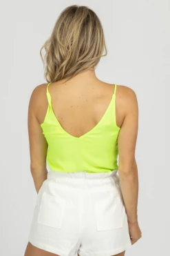 RENAMED NEON LIME TIE FRONT TANK CLOTHING
