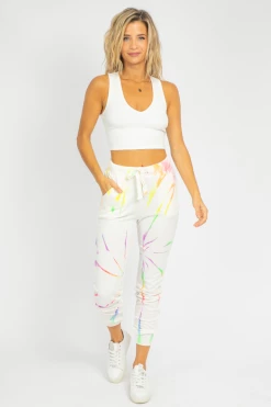 TREND NOTES NEON MULTI-COLOR TIE DYE SWEATPANTS CLOTHING