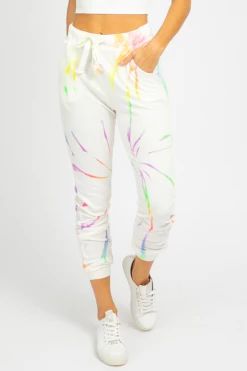 TREND NOTES NEON MULTI-COLOR TIE DYE SWEATPANTS CLOTHING