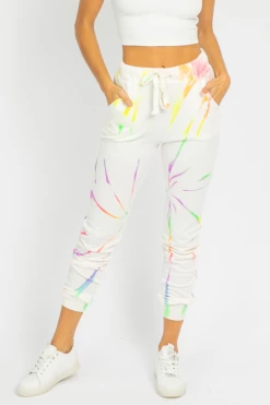 TREND NOTES NEON MULTI-COLOR TIE DYE SWEATPANTS CLOTHING