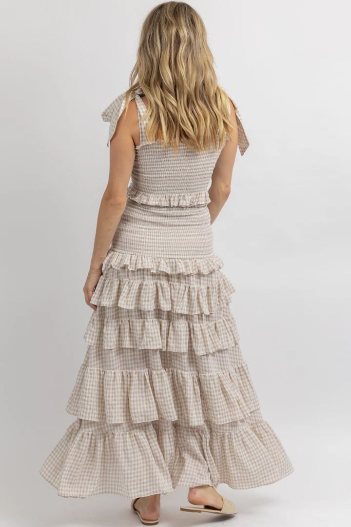 MABLE NEW ARRIVALS NEUTRAL CHARM SMOCKED MAXI SKIRT SET 6 MABLE NEW ARRIVALS NEUTRAL CHARM SMOCKED MAXI SKIRT SET