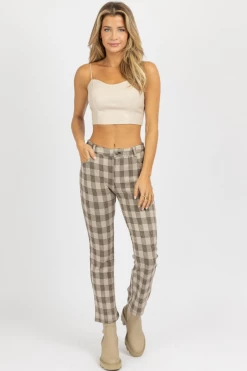 FATE BY LFD NEUTRAL CHECKED HIGH RISE FLARE PANT