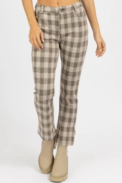 FATE BY LFD NEUTRAL CHECKED HIGH RISE FLARE PANT