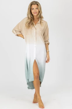 VENTI6 NEW ARRIVALS NEUTRAL DYE SEQUIN POCKET MIDI DRESS