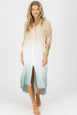 VENTI6 NEW ARRIVALS NEUTRAL DYE SEQUIN POCKET MIDI DRESS