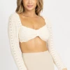 BAILEY ROSE NEW ARRIVALS CREAM SCALLOP LACE CROPPED TOP