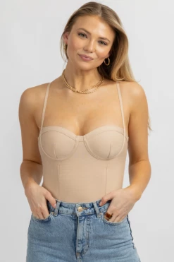 WINWIN APPAREL NUDE BUSTIER SLEEVELESS STRETCH BODYSUIT
