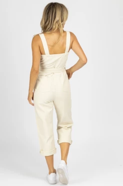 FORE COLLECTION CLOTHING CREAM BUSTIER BUTTON FRONT JUMPSUIT *BACK IN STOCK*