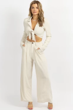 MABLE NEW ARRIVALS OATMEAL LINEN COLLARED TOP + PANT SET 11 MABLE NEW ARRIVALS OATMEAL LINEN COLLARED TOP + PANT SET
