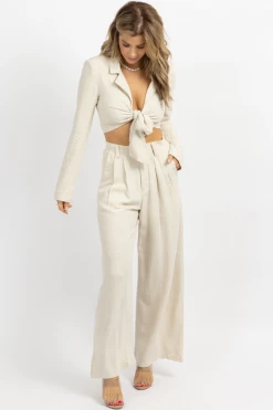 MABLE NEW ARRIVALS OATMEAL LINEN COLLARED TOP + PANT SET 15 MABLE NEW ARRIVALS OATMEAL LINEN COLLARED TOP + PANT SET