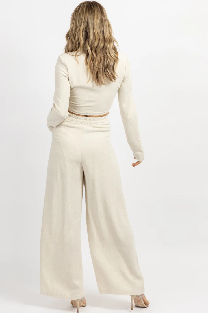 MABLE NEW ARRIVALS OATMEAL LINEN COLLARED TOP + PANT SET 9 MABLE NEW ARRIVALS OATMEAL LINEN COLLARED TOP + PANT SET