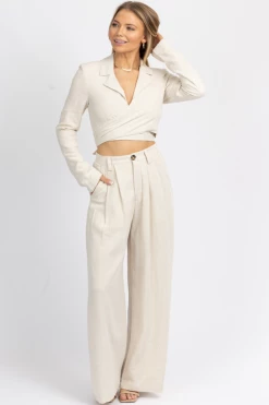 MABLE NEW ARRIVALS OATMEAL LINEN COLLARED TOP + PANT SET 13 MABLE NEW ARRIVALS OATMEAL LINEN COLLARED TOP + PANT SET