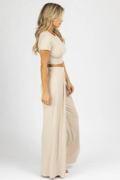LA VIDA BUTTER SOFT OATMEAL CROP PALAZZO PANT SET *BACK IN STOCK*