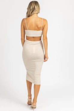 ENDLESS BLU OATMEAL CUTOUT OPEN BACK MIDI DRESS *BACK IN STOCK* BEST SELLERS