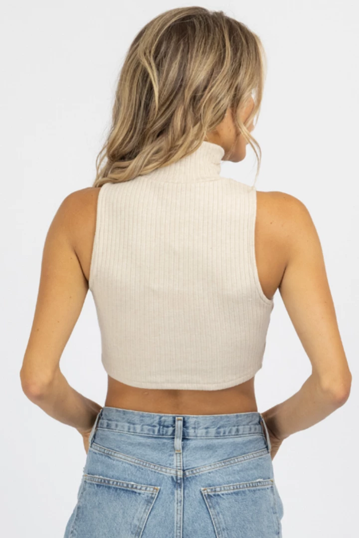 LE LIS OATMEAL MOCKNECK SLEEVELESS CROP TOP 6 LE LIS OATMEAL MOCKNECK SLEEVELESS CROP TOP