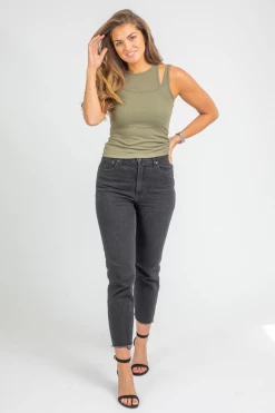 FINAL TOUCH OLIVE DOUBLE LAYER RACERBACK TANK CLOTHING