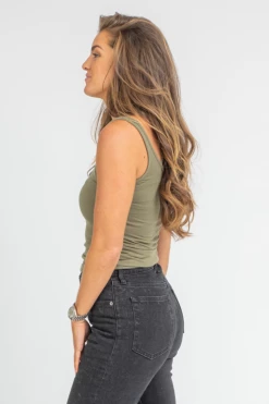 FINAL TOUCH OLIVE DOUBLE LAYER RACERBACK TANK CLOTHING