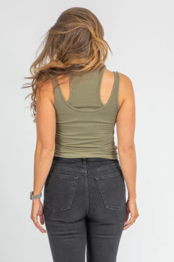 FINAL TOUCH OLIVE DOUBLE LAYER RACERBACK TANK CLOTHING