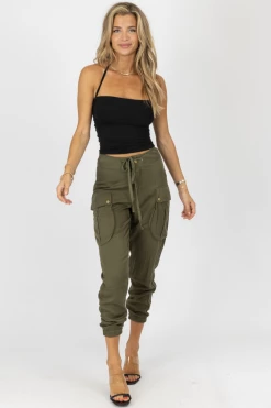 MALIBU BUM OLIVE CARGO WAIST TIE JOGGERS 11 MALIBU BUM OLIVE CARGO WAIST TIE JOGGERS