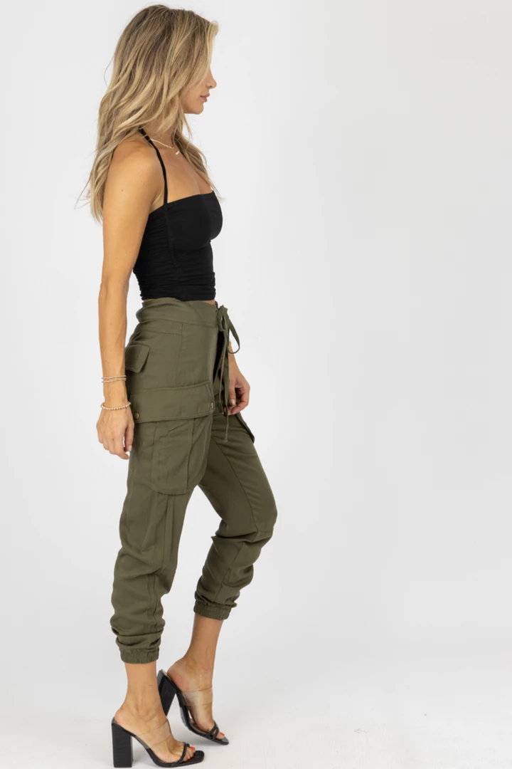 MALIBU BUM OLIVE CARGO WAIST TIE JOGGERS 6 MALIBU BUM OLIVE CARGO WAIST TIE JOGGERS