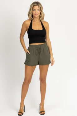 ENDLESS BLU BEST SELLERS OLIVE LINEN RELAXED SHORTS *BACK IN STOCK*