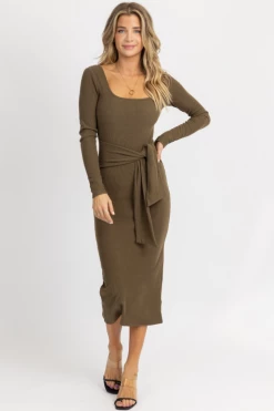 LENA NEW ARRIVALS OLIVE LONG SLEEVE TIE FRONT MAXI DRESS *BACK IN STOCK* 10 LENA NEW ARRIVALS OLIVE LONG SLEEVE TIE FRONT MAXI DRESS *BACK IN STOCK*