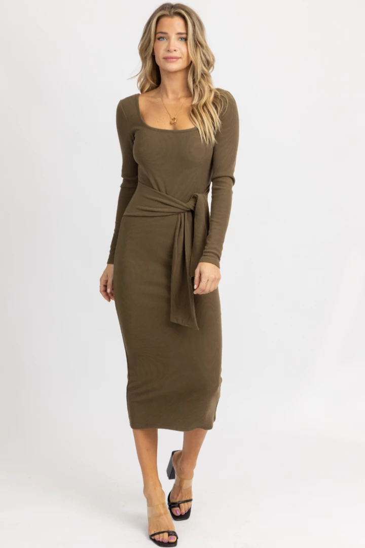 LENA NEW ARRIVALS OLIVE LONG SLEEVE TIE FRONT MAXI DRESS *BACK IN STOCK* 2 LENA NEW ARRIVALS OLIVE LONG SLEEVE TIE FRONT MAXI DRESS *BACK IN STOCK*