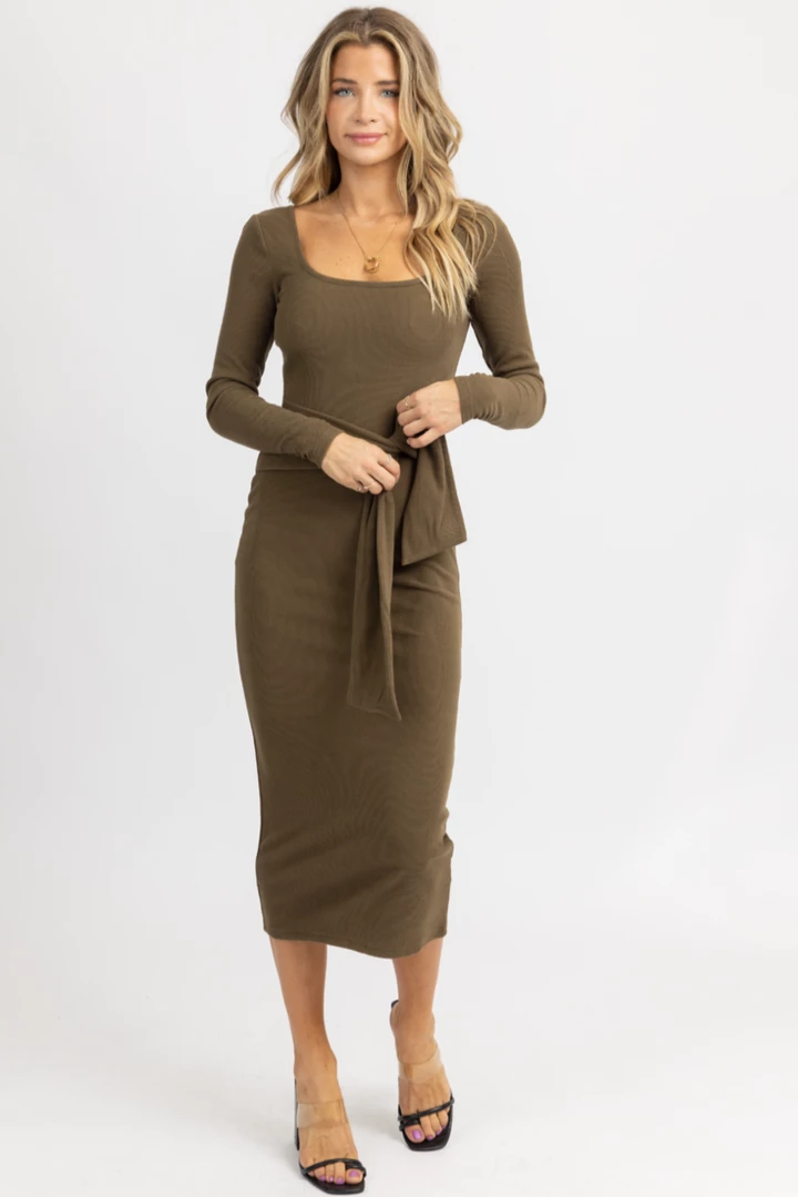 LENA NEW ARRIVALS OLIVE LONG SLEEVE TIE FRONT MAXI DRESS *BACK IN STOCK* 5 LENA NEW ARRIVALS OLIVE LONG SLEEVE TIE FRONT MAXI DRESS *BACK IN STOCK*