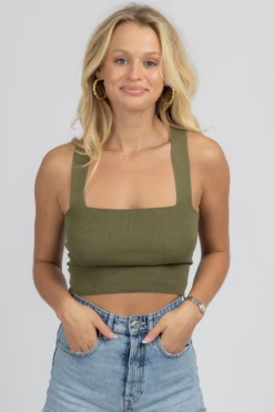 LE LIS OLIVE TIE BACK KNIT CAMI NEW ARRIVALS