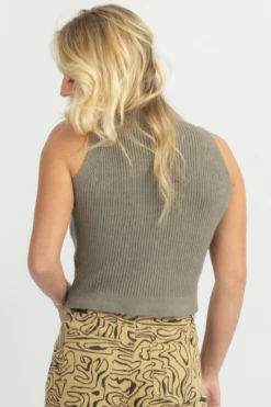 SHE & SKY LIGHT OLIVE MOCK NECK KNIT TANK NEW ARRIVALS