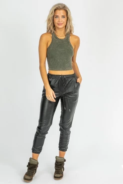 EMORY PARK OLIVE RIBBED RACERBACK TANK