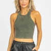 EMORY PARK OLIVE RIBBED RACERBACK TANK