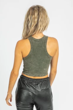 EMORY PARK OLIVE RIBBED RACERBACK TANK
