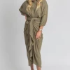 MABLE NEW ARRIVALS OLIVE TENCEL BUTTON DOWN SHIRT DRESS