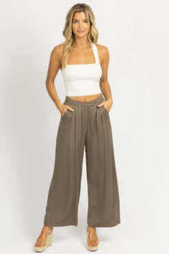 CRESCENT OLIVE PLEATED HIGH WAISTED TROUSER NEW ARRIVALS