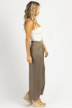 CRESCENT OLIVE PLEATED HIGH WAISTED TROUSER NEW ARRIVALS