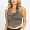 BAILEY ROSE OLIVE SLINKY COWL NECK TRIANGLE TANK NEW ARRIVALS